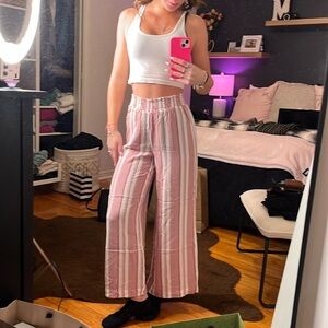 pink striped flowy pants